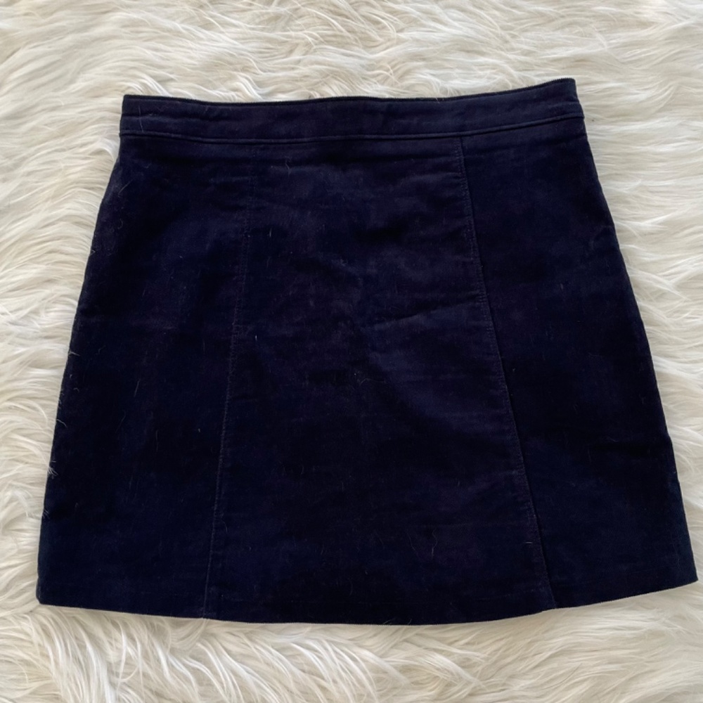 Altar’s state blue velvet like button mini skirt - Picture 7 of 9